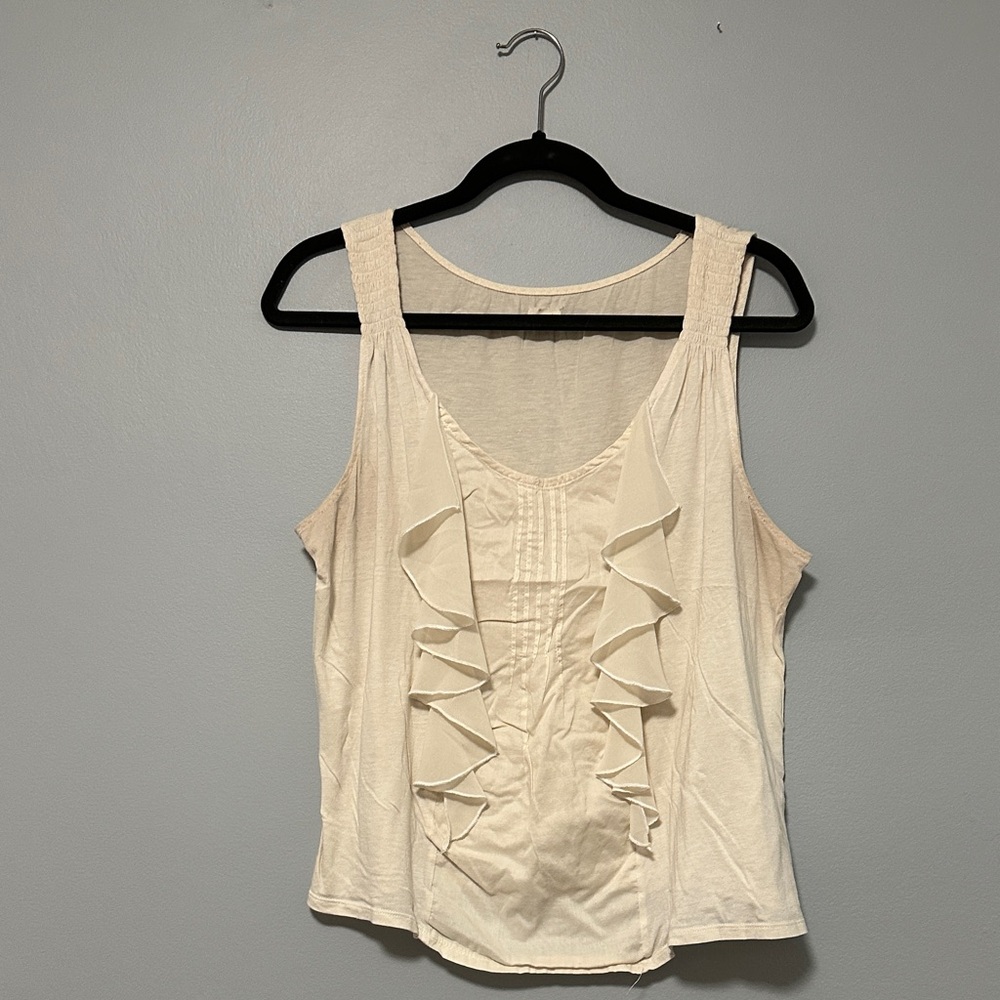 Chic Cream Ruffle Tank Top